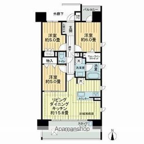 ライオンズ名古屋ステーションアクシス(3LDK/3階)の間取り写真