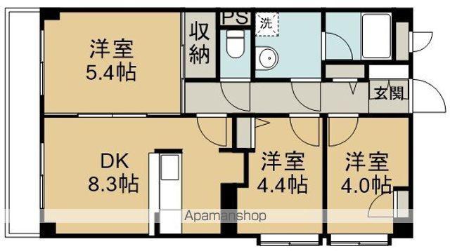 サニーエステート(3DK/4階)の間取り写真