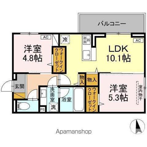 ルボワ エスト(2LDK/2階)の間取り写真