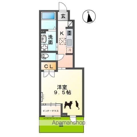 レヴァータⅡ(1K/1階)の間取り写真