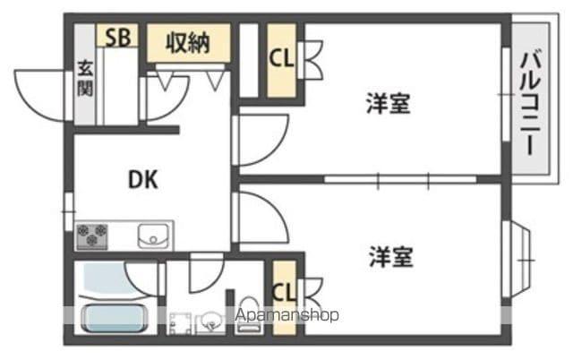 ハイツエルム(2DK/2階)の間取り写真