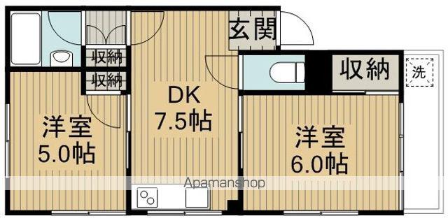 ハイツビレイ(2DK/1階)の間取り写真