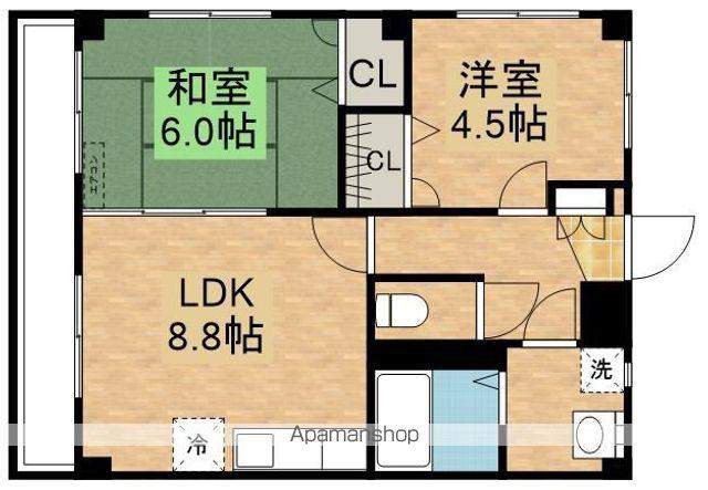 コスモマンション(2LDK/2階)の間取り写真