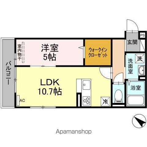 シティパーク南蔵王(1LDK/2階)の間取り写真