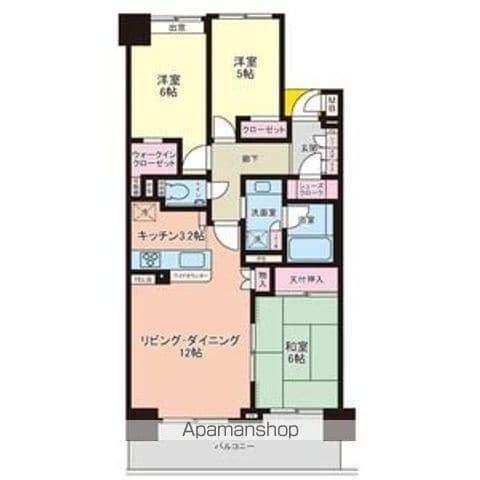 ジェネラスマンション桜町(3LDK/12階)の間取り写真