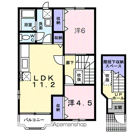 プリマヴェーラⅡ棟(2LDK/2階)の間取り写真