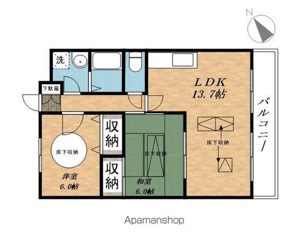 グランディスパイン(2LDK/3階)の間取り写真