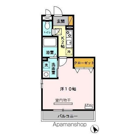 Iヴィレッジ堀崎(1K/1階)の間取り写真