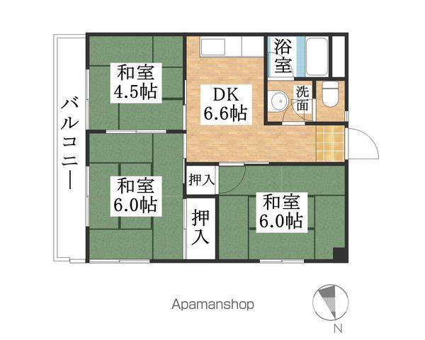 城北ビル(3DK/3階)の間取り写真