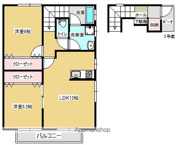 西大とおぎた(2LDK/2階)の間取り写真