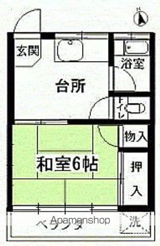 山口ハイツ(1DK/2階)の間取り写真