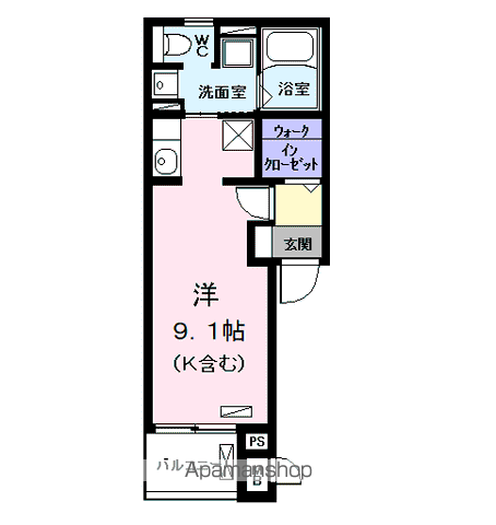 グリーン リバー(ワンルーム/2階)の間取り写真