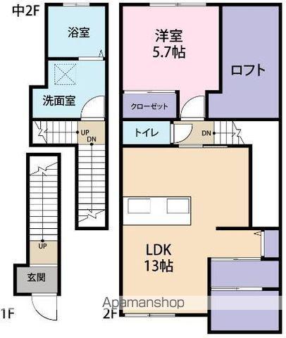 ラクロシェット(1LDK/2階)の間取り写真