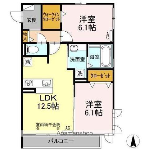 SALT VALLEY COURTⅡソルトバレーコートツー(2LDK/2階)の間取り写真