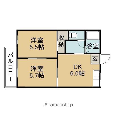 タウニーK(2DK/1階)の間取り写真