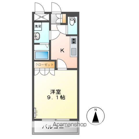 山陰本線 倉吉駅 徒歩29分 2階建 築20年(1K/2階)の間取り写真