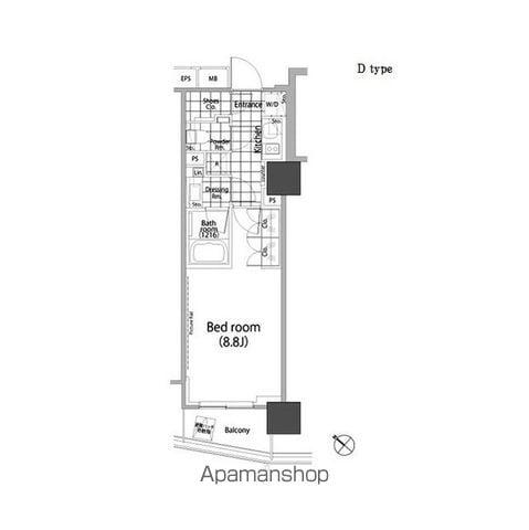 パークハビオ赤坂タワー(1K/13階)の間取り写真