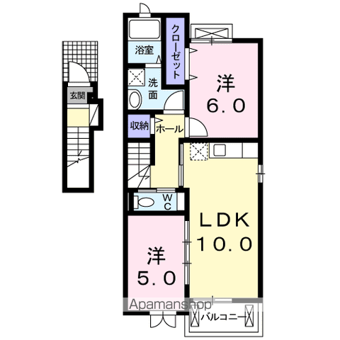 クオーレC(2LDK/2階)の間取り写真