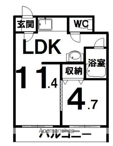 FOREST159(1DK/1階)の間取り写真