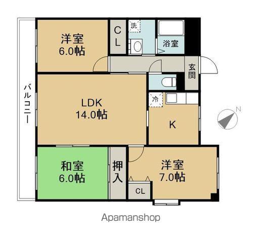 エントラーダ椎迫(3LDK/8階)の間取り写真