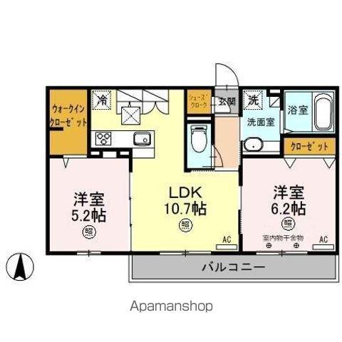 ロイジェントパークス レイクタウン 3O(2LDK/1階)の間取り写真
