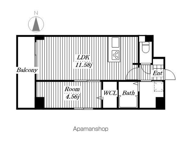 GRANDUKE代官町REVERSO(1LDK/2階)の間取り写真