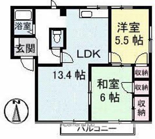 ドミール鈴蘭 B棟(2LDK/2階)の間取り写真