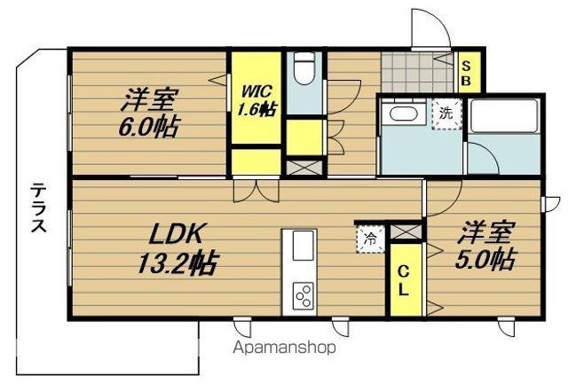 メゾンテール(2LDK/1階)の間取り写真