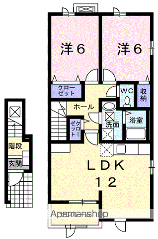 ベイサイドヒルズ(2LDK/2階)の間取り写真