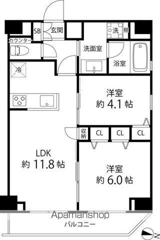 パークキューブ錦糸町(2LDK/4階)の間取り写真