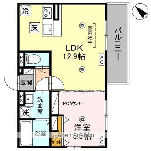 D-ROOM平井A棟(1LDK/1階)の間取り写真