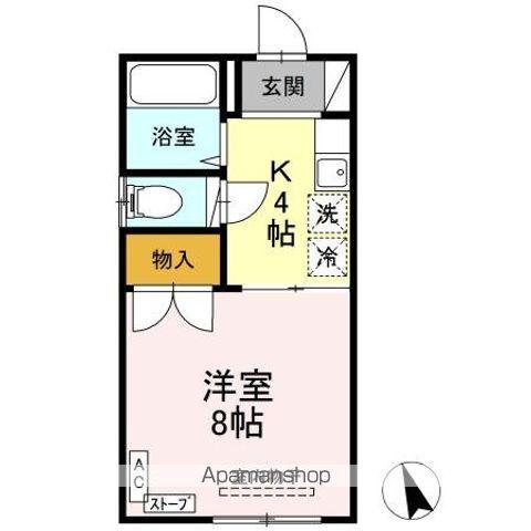 ファミリオII(1K/1階)の間取り写真