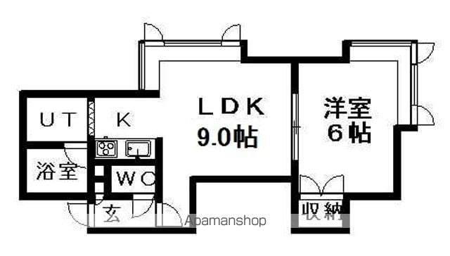 千歳線 白石駅(ＪＲ北海道) 徒歩16分 3階建 築30年(1LDK/3階)の間取り写真