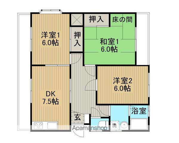 コーポ牛山(3DK/3階)の間取り写真