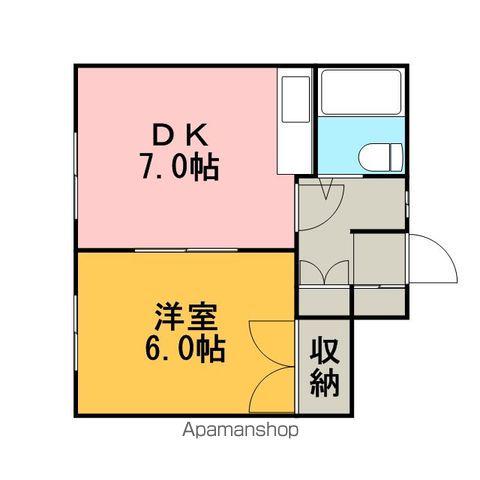 コーポことぶき(1DK/2階)の間取り写真