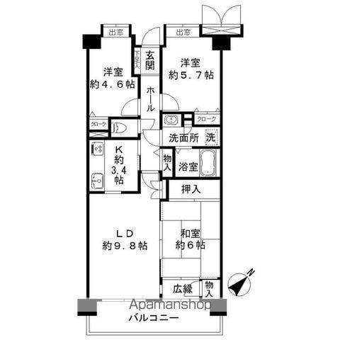 助松パークホームズ(3LDK/7階)の間取り写真