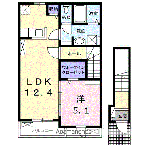 ライスガーデン Ⅱ(1LDK/2階)の間取り写真