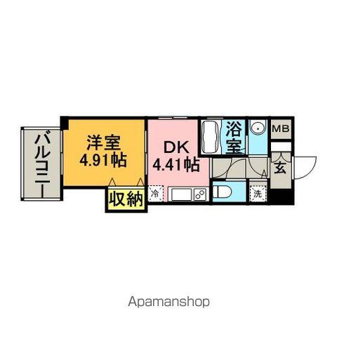 ローズモント・フレア博多(1DK/8階)の間取り写真