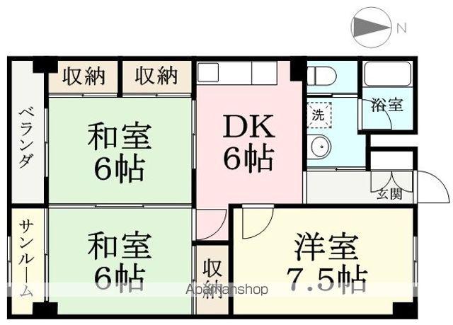 プチモール高木(3DK/1階)の間取り写真