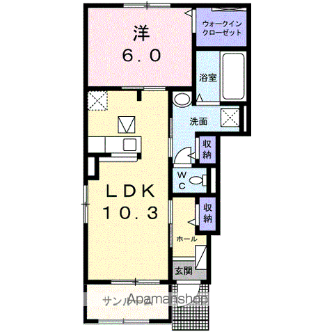 クラール東村 D(1LDK/1階)の間取り写真