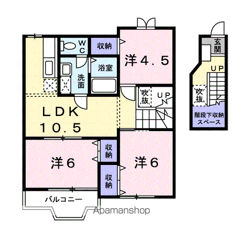 サンハイム妻沼Ⅲ(3LDK/2階)の間取り写真
