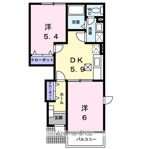 コージーハウス石井C(2DK/1階)の間取り写真