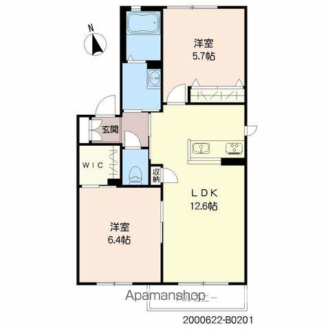 ボヌールK B棟(2LDK/2階)の間取り写真