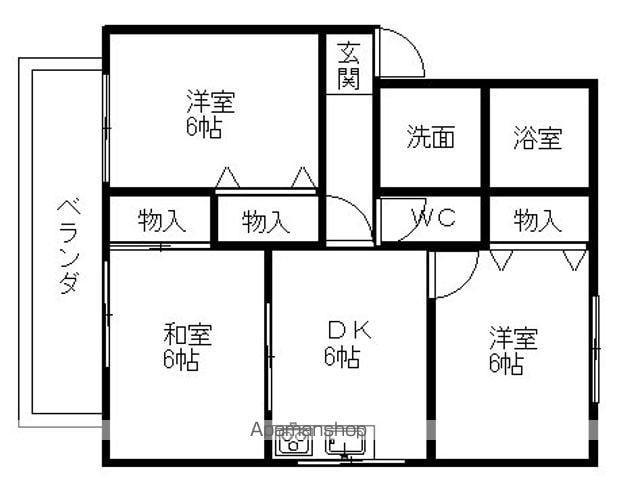ジュネス三光(3DK/2階)の間取り写真