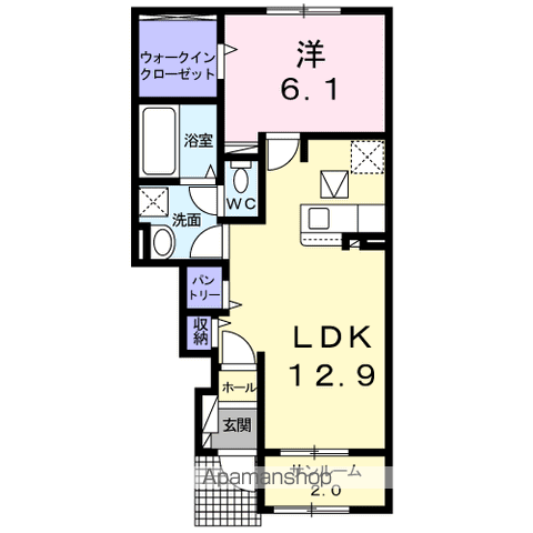 メゾン・ハイブリッジ(1LDK/1階)の間取り写真