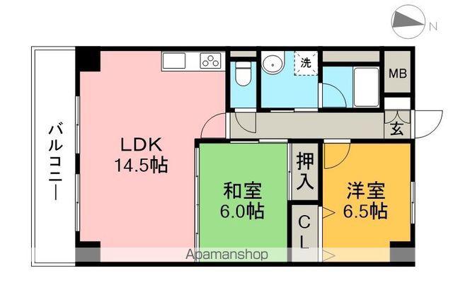 リップルガーデンⅠ(2LDK/2階)の間取り写真