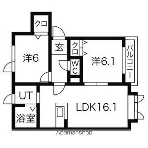 モンターナ藤元Ⅰ(2LDK/2階)の間取り写真