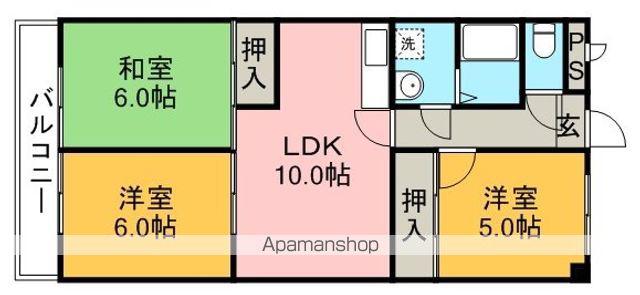 グリーンヒルYAMATO(3LDK/4階)の間取り写真