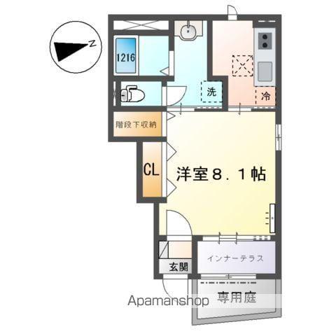 RH 柳川(1K/1階)の間取り写真