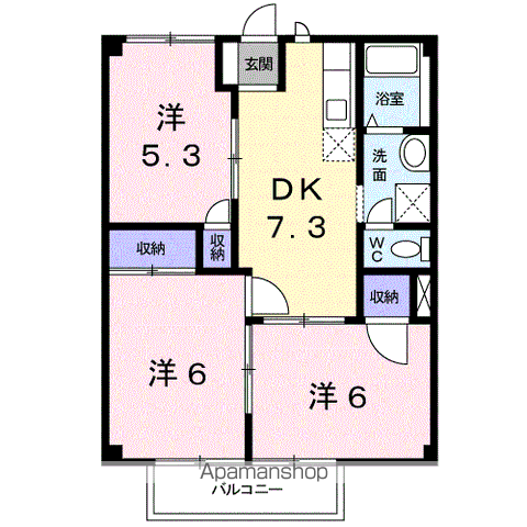 アーバンハウスⅡ(3DK/2階)の間取り写真